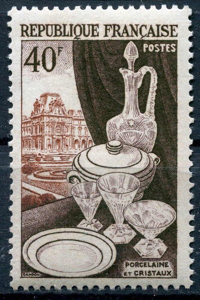 FRANCE TIMBRE NEUF N 972 porcelaine cristaux et le louvre 121251129960