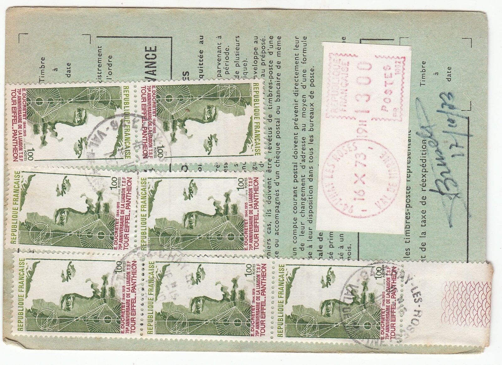 FRANCE TIMBRE ORDRE DE REEXPEDITION L AY LES ROSES POUR EGLY 1974 401076418740