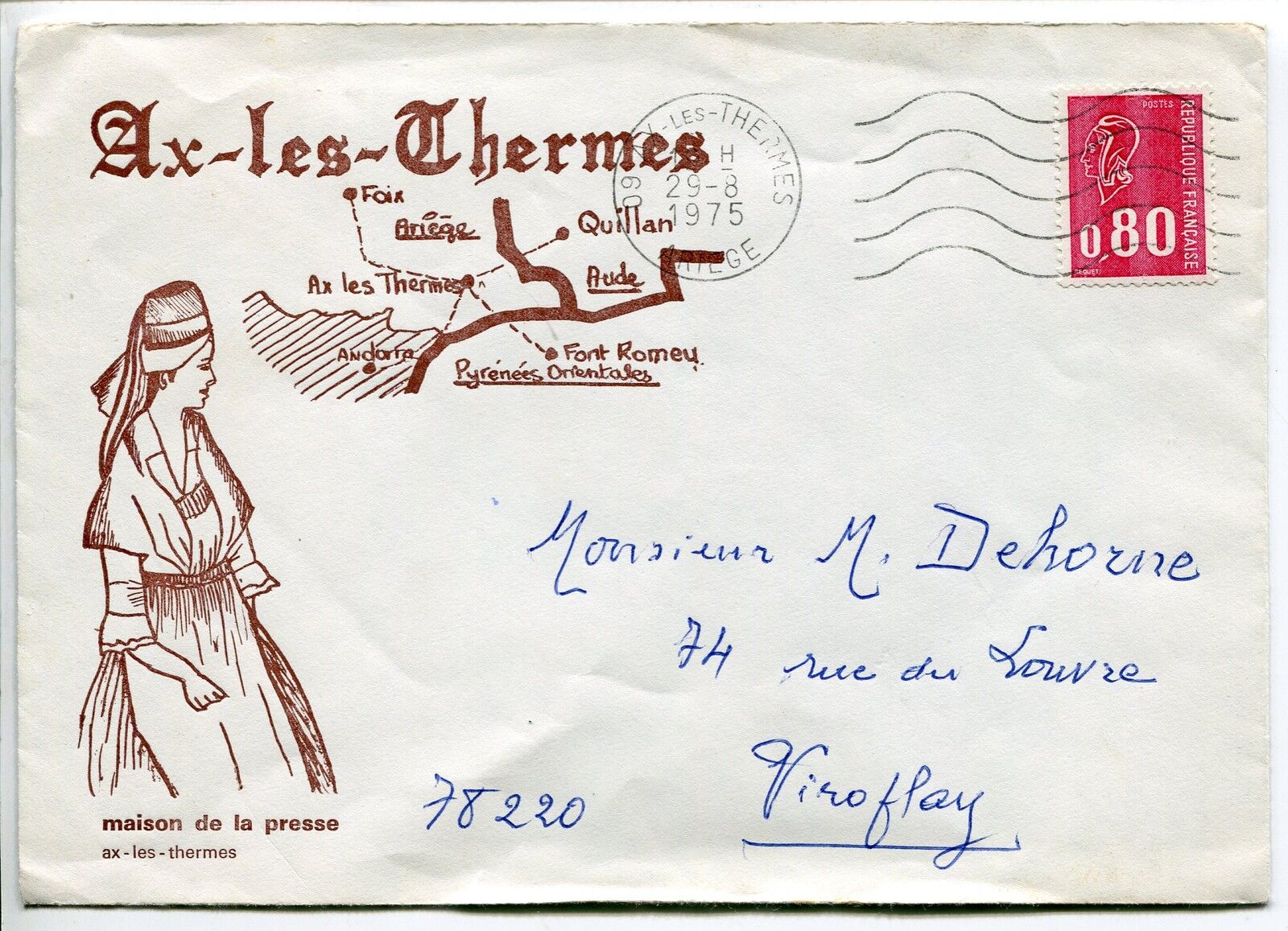 LETTRE AX LES THERMES POUR VIROFLAY 1975 PUBLICITAIRE 121295964160