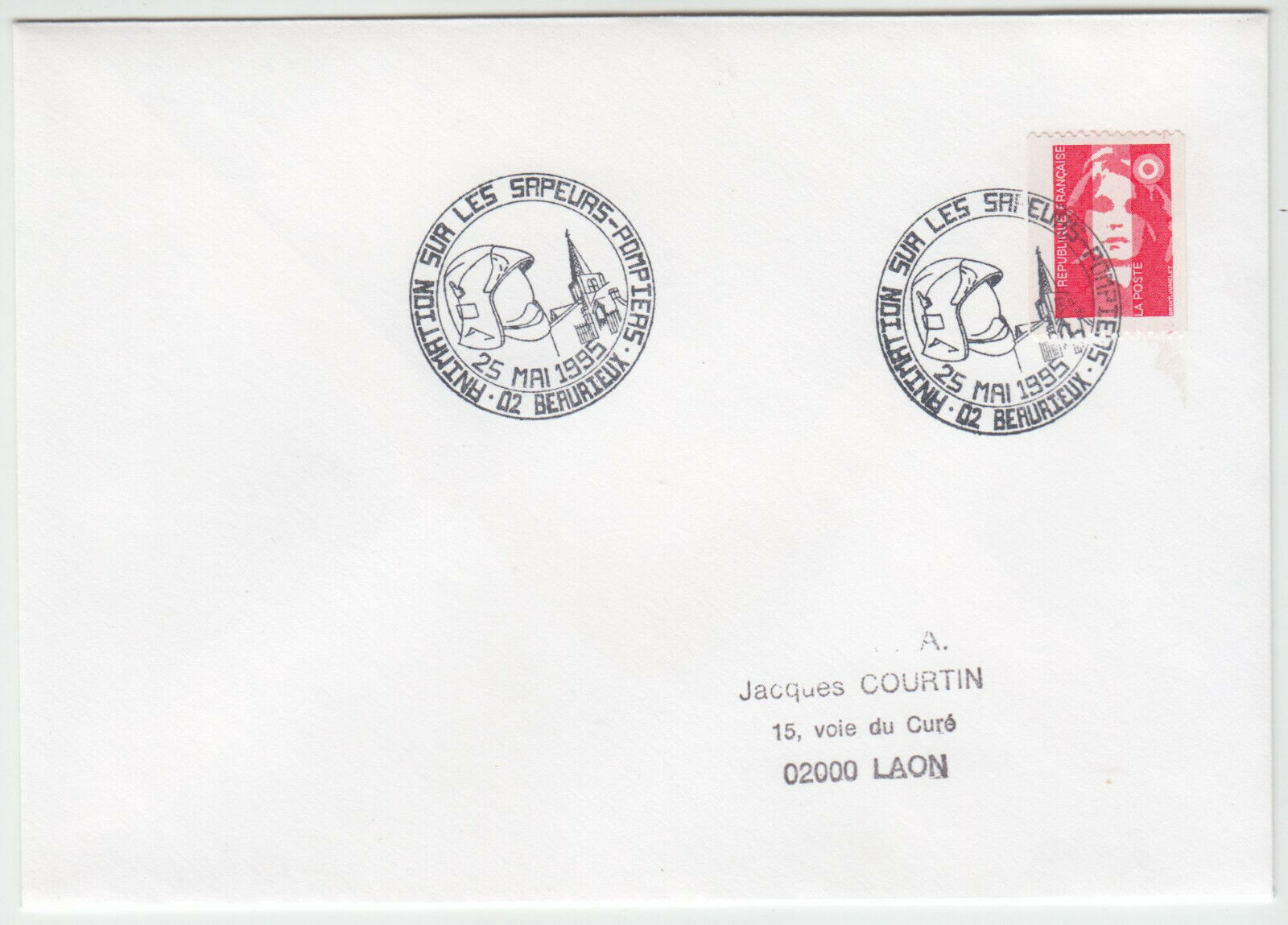 LETTRE BEAURIEUX POUR LAON 1995 CACHET ANIMATION SUR LES SAPEUR POMPIERS 402074775890