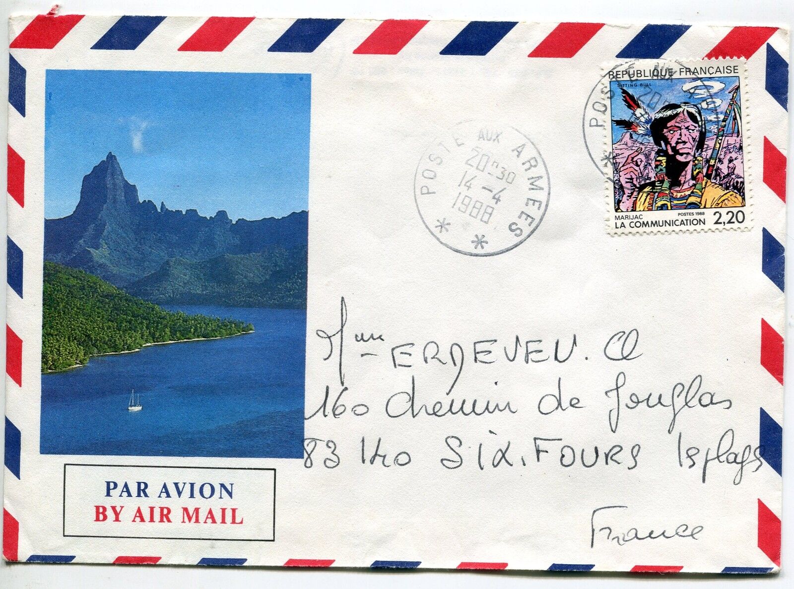 LETTRE CACHET POSTE AUX ARMEES 1988 TIMBRE N 2505 COMMUNICATION MARIJAC 400794195480