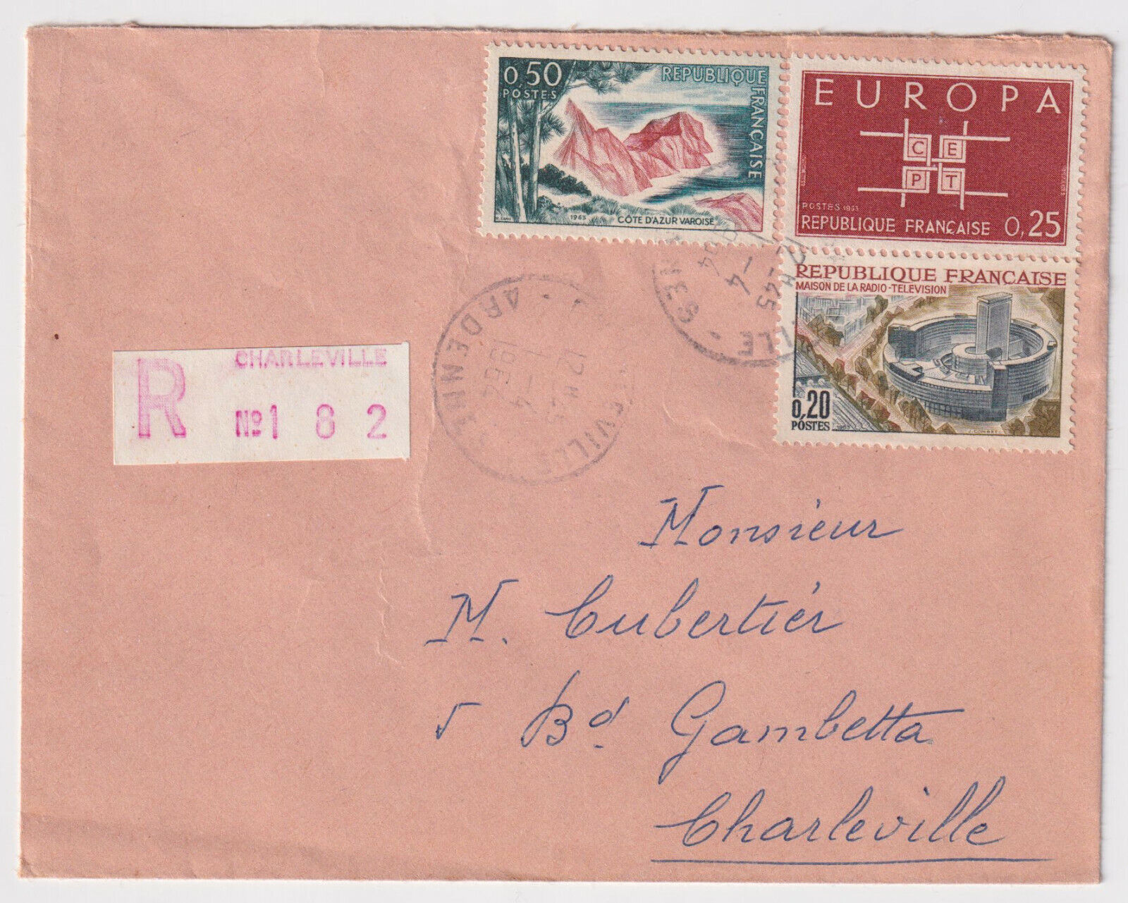 LETTRE RECOMMANDEE CHARLEVILLE 1964 POUR CHARLEVILLE 402990183370