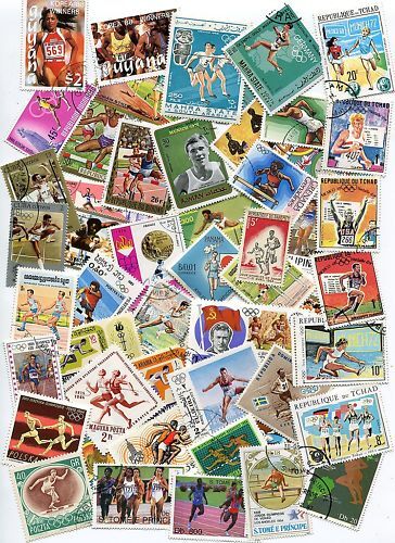 LOT DE 50 TIMBRES DIFFERENTS THEMES COURSE A PIED 110647621390