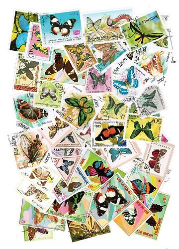 LOT DE 50 TIMBRES DIFFERENTS THEMES PAPILLONS 110647623810