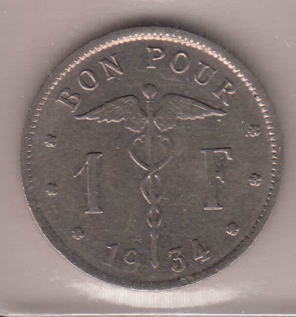 MONNAIE 1 FRANC 1934 BELGIQUE 122928562430