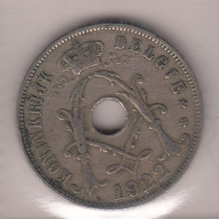 MONNAIE 25 CENTS 1922 BELGIE 401484372010