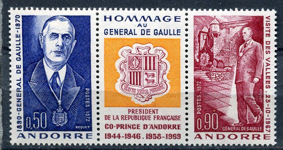 TIMBRE ANDORRE FRANCE NEUF N 225 A HOMMAGE AU GENERAL DE GAULLE CO PRINCE 121383999530