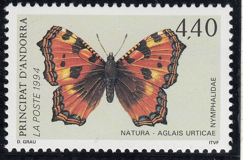 TIMBRE ANDORRE FRANCE NEUF N 452 PAPILLON AGLAIS URTICAE 401245581330