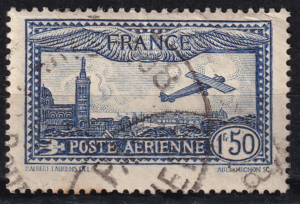 TIMBRE FRANCE OBLITERE PA N 6 AVION SURVOLANT MARSEILLE 125298290860