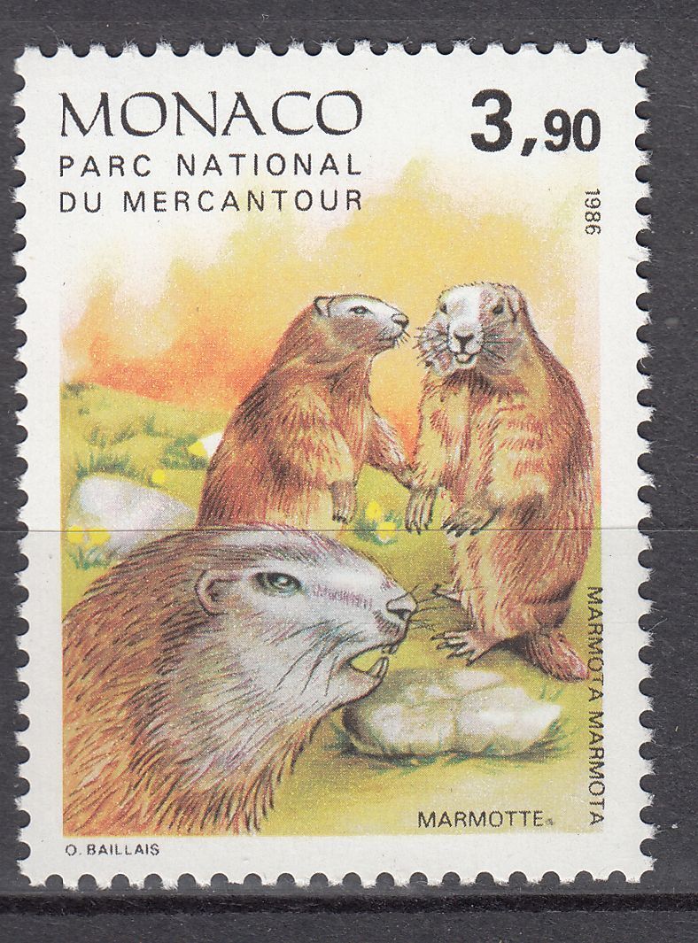 TIMBRE MONACO NEUF N 1525 FAUNE ANIMAUX MARMOTA MARMOTA 123507023000