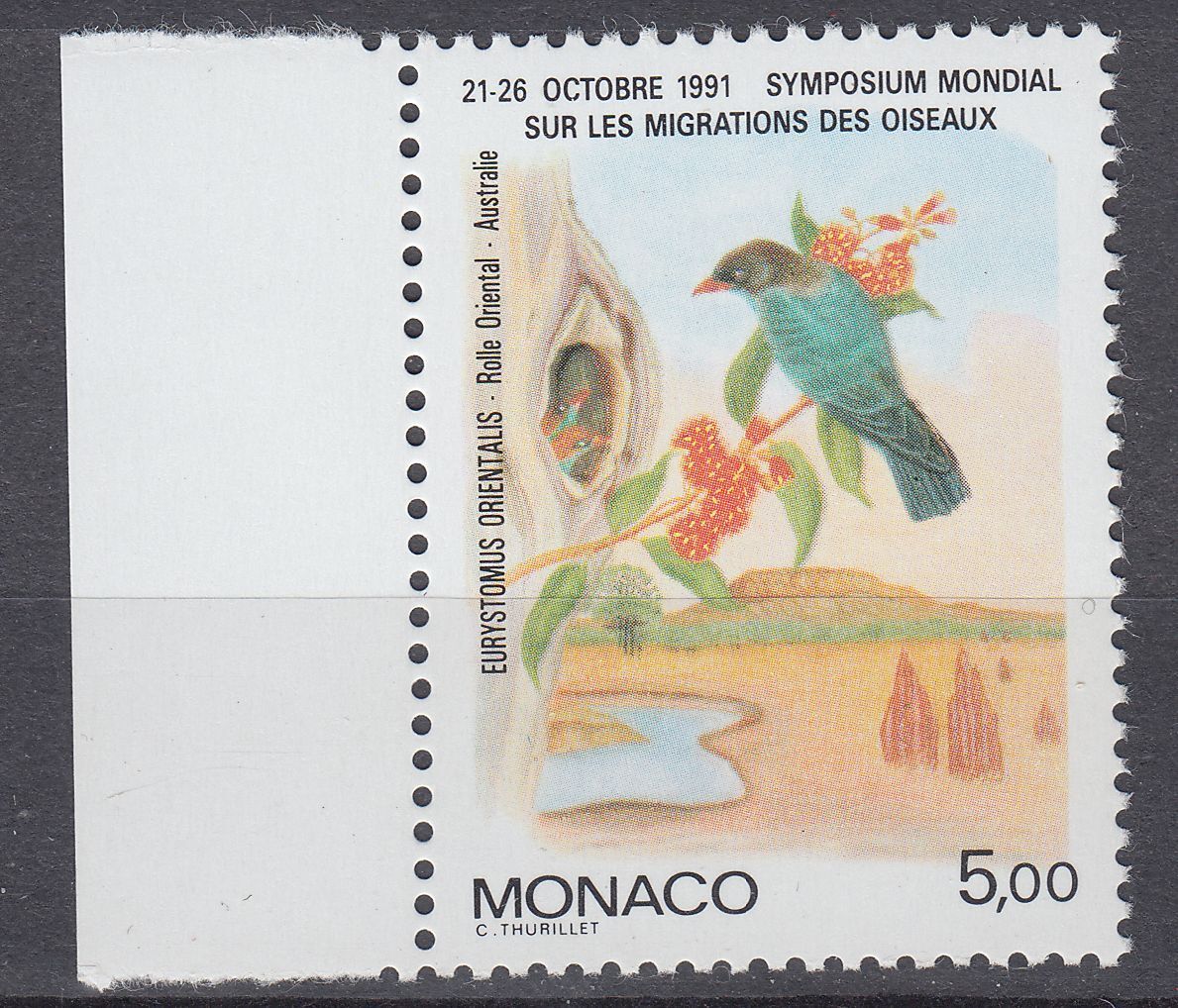 TIMBRE MONACO NEUF N 1757 OISEAU ROLLE ORIENTAL AUSTRALIE 123526885210