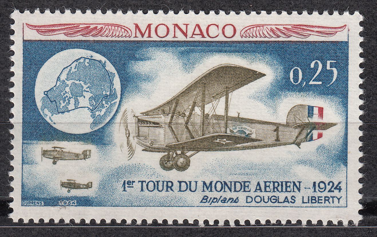 TIMBRE MONACO NEUF N 645 AVIATION TOUR DU MONDE PAR 4 EQUIPAGES AMERICAIN 401531144530