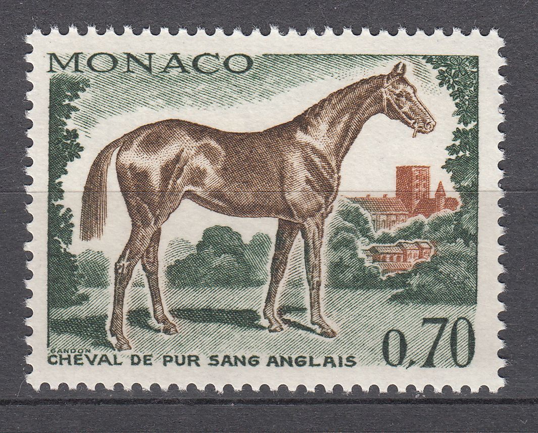 TIMBRE MONACO NEUF N 836 CHEVEAUX DE SANG CHEVAL DE PUR SANG ANGLAIS 401586017550