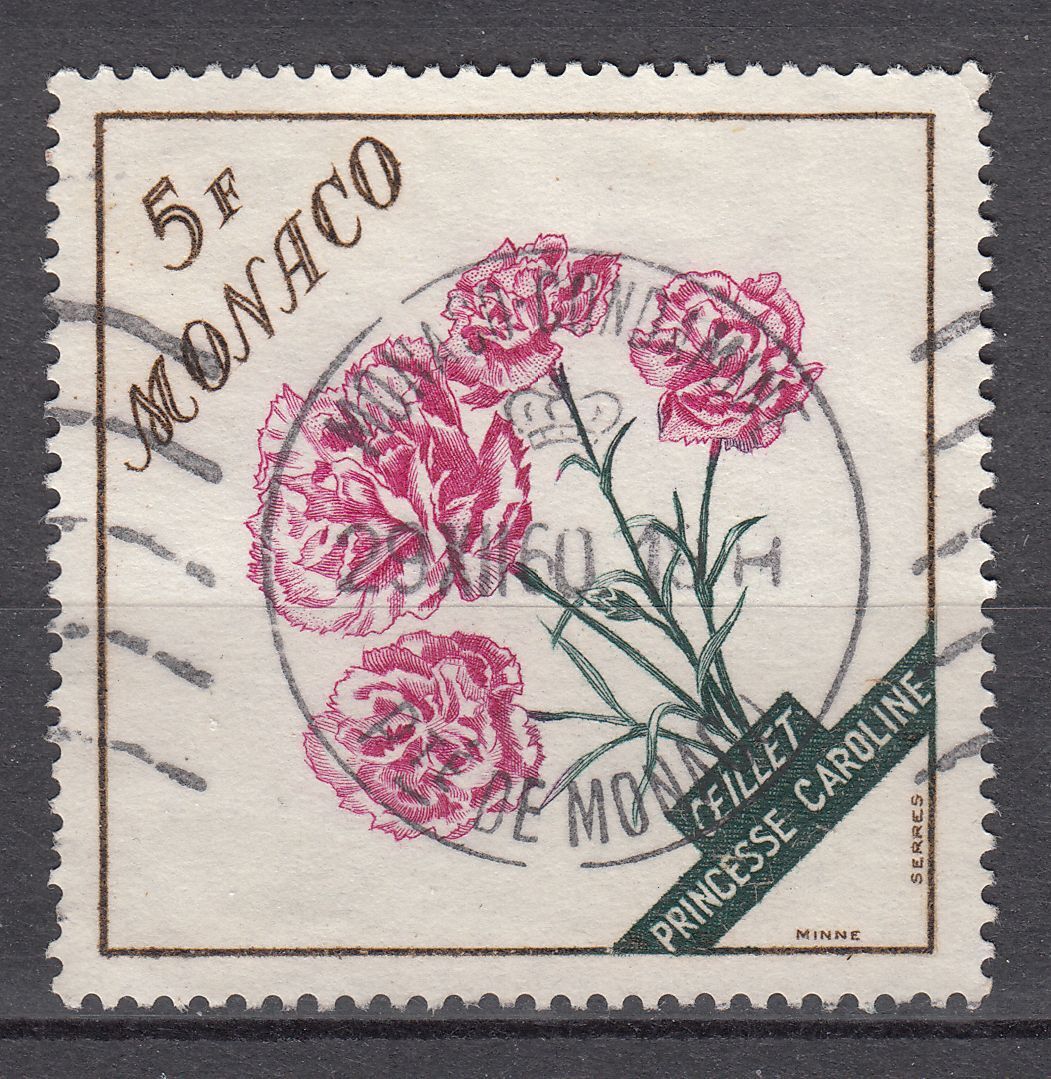 TIMBRE MONACO OBL N 514 FLEURS OEILLET PRINCESSE CAROLINE 123489465100