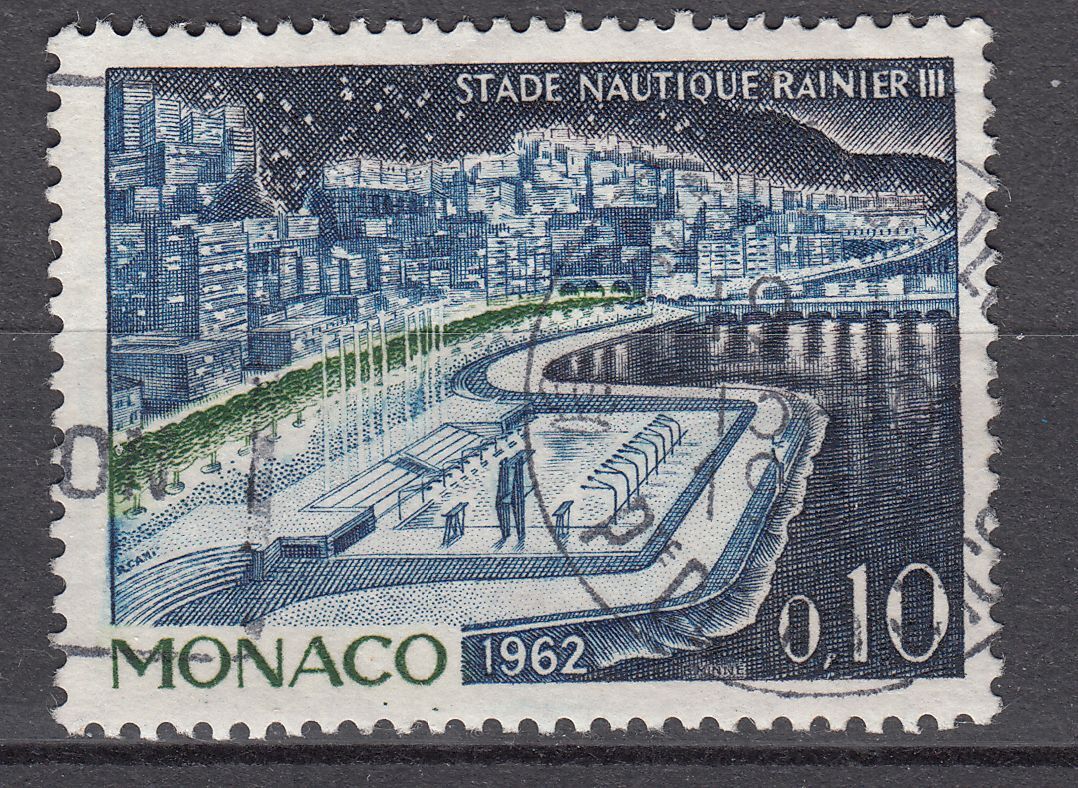 TIMBRE MONACO OBL N 539 A FAUNE ET FLORE STADE NAUTIQUE RAINIER III 401636574570