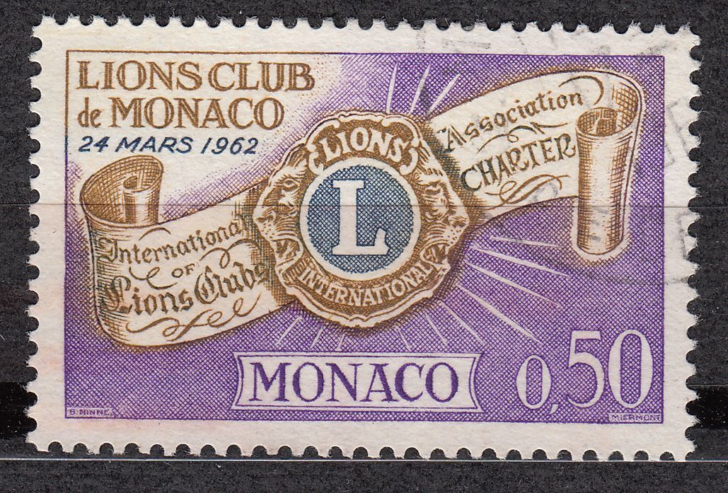 TIMBRE MONACO OBL N 613 PREMIER ANNIVERSAIRE LIONS CLUB DE MONACO 123088480550