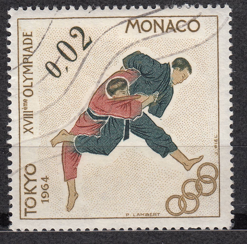 TIMBRE MONACO OBL N 655 JEUX OLYMPIQUES DE TOKYO JUDO 401533300430