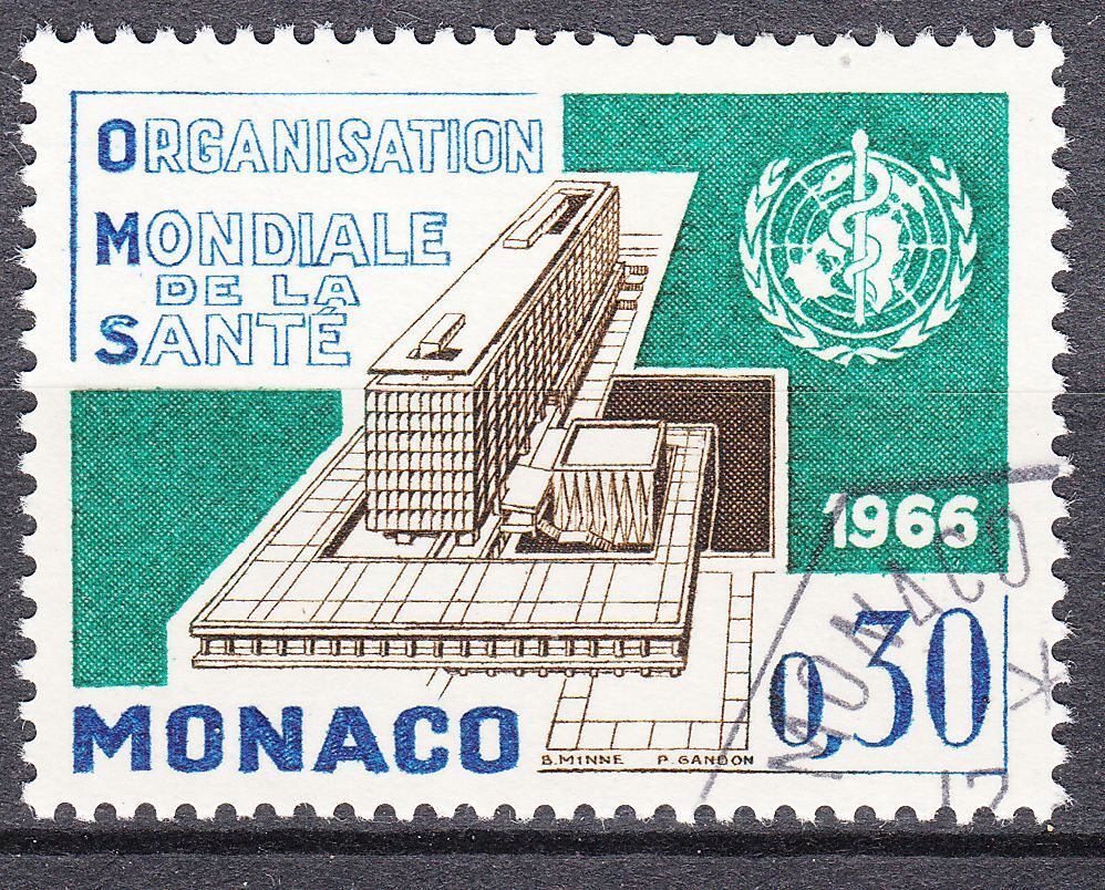 TIMBRE MONACO OBL N 703 SIEGE ORGANISATION MONDIALE DE LA SANTE GENEVE OMS 123201308990