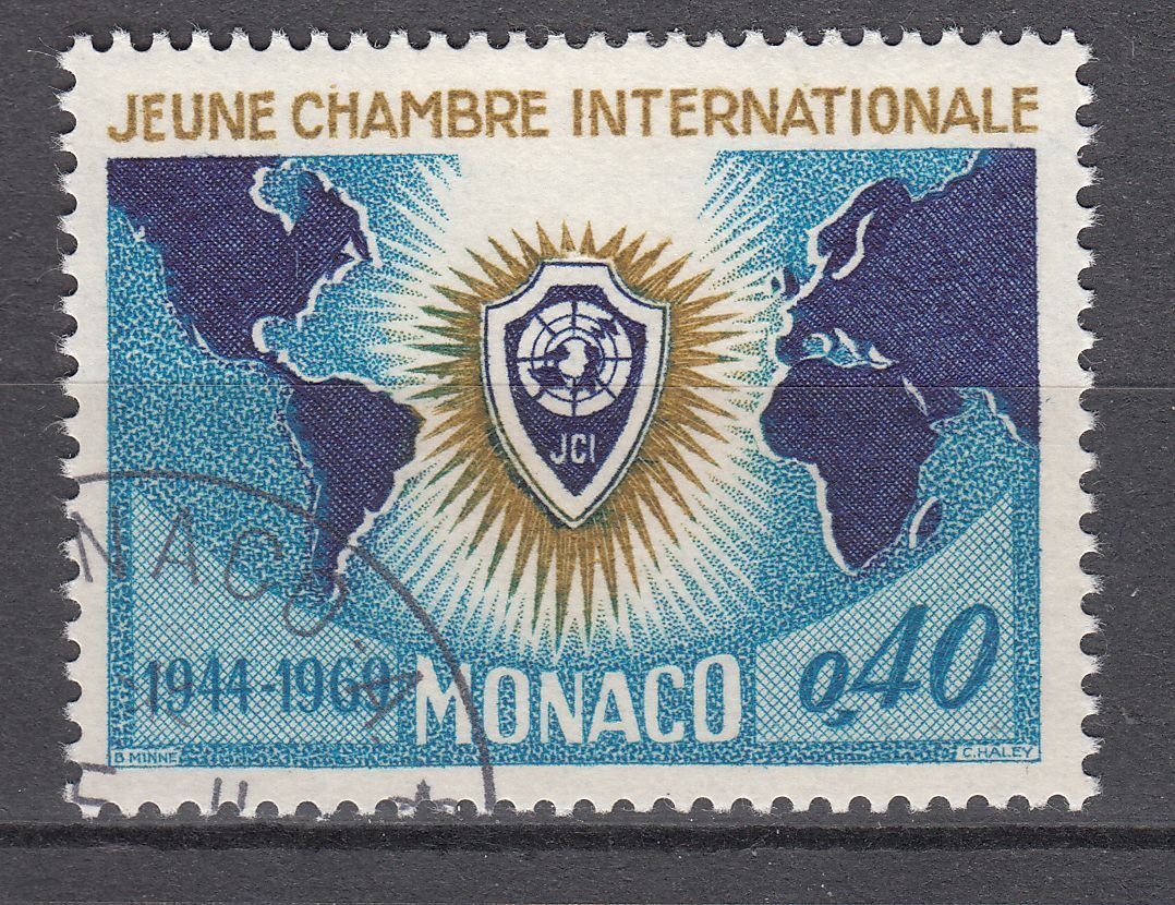 TIMBRE MONACO OBL N 808 EMBLEME ET CARTE CHAMBRE DE COMMERCE 123321602110