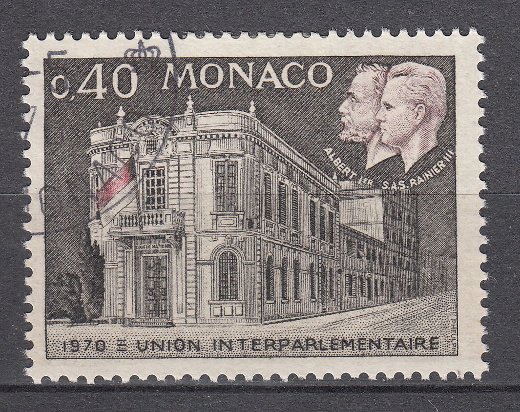 TIMBRE MONACO OBL N 828 CONGRES UNION PARLEMENTAIRE ALBERT 1 RAINIER III 401585750080