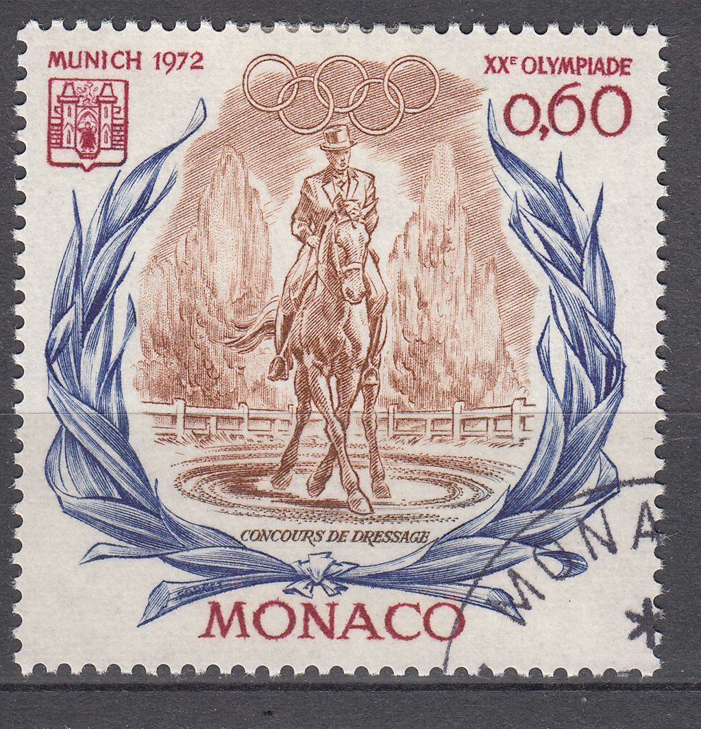 TIMBRE MONACO OBL N 890 XX OLYMPIADE DE MUNICH CONCOURS DE DRESSAGE 401588780270