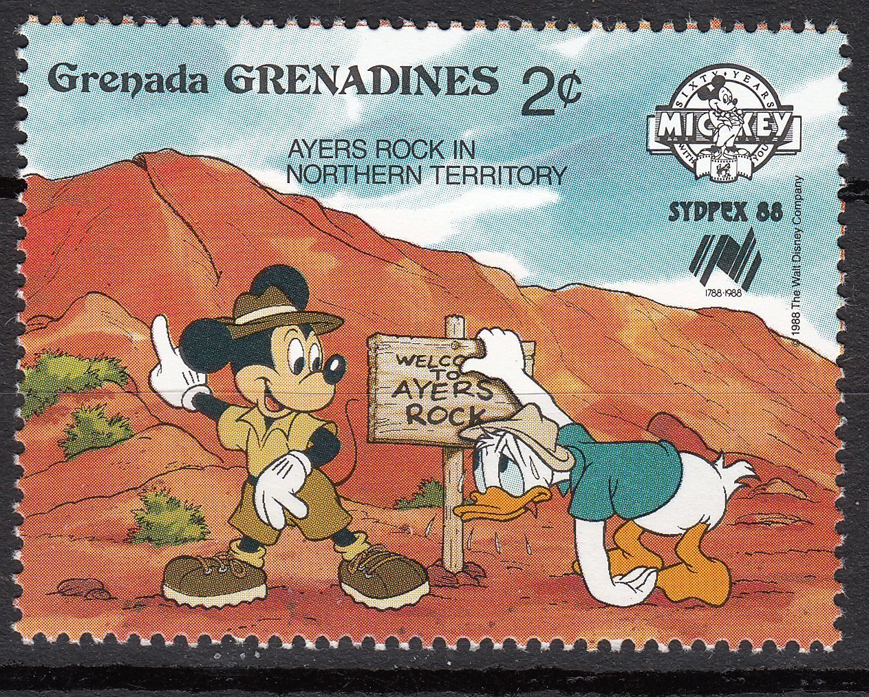 TIMBRE NEUF WALT DISNEY MICKEY DONALD AYERS ROCK AUSTRALIE 401083245320