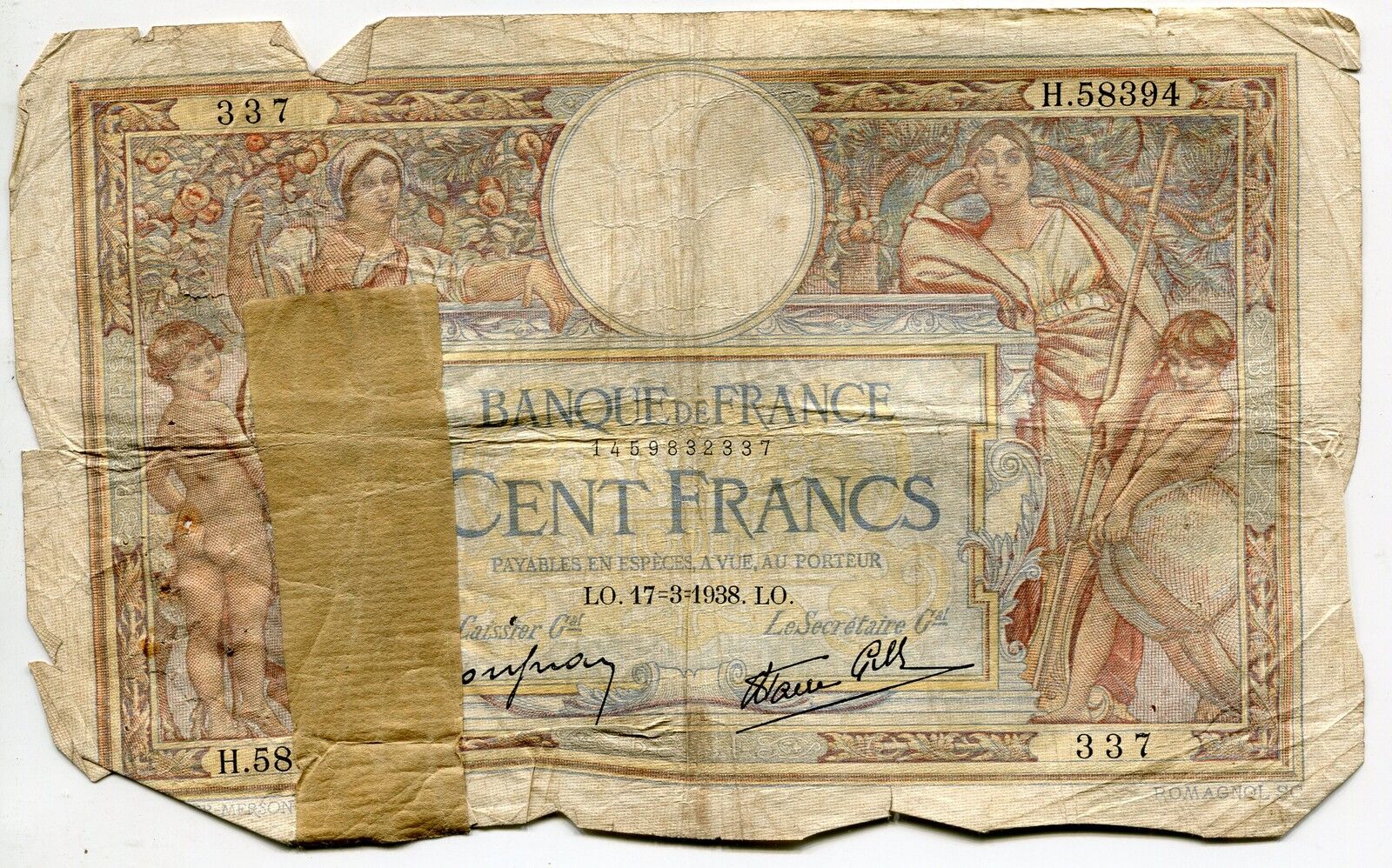 BILLET FRANCE 100 FRANCS MERSON 17 3 1938 121020216621