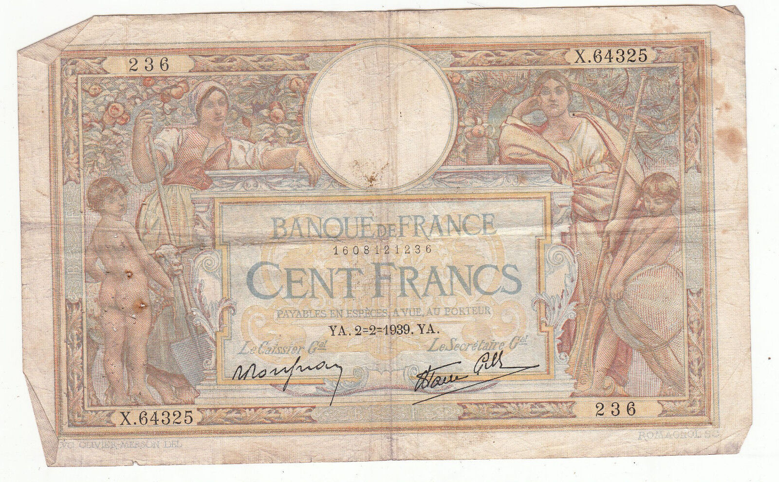 BILLET FRANCE 100 FRANCS MERSON 2 2 1939 X64325 401286678721