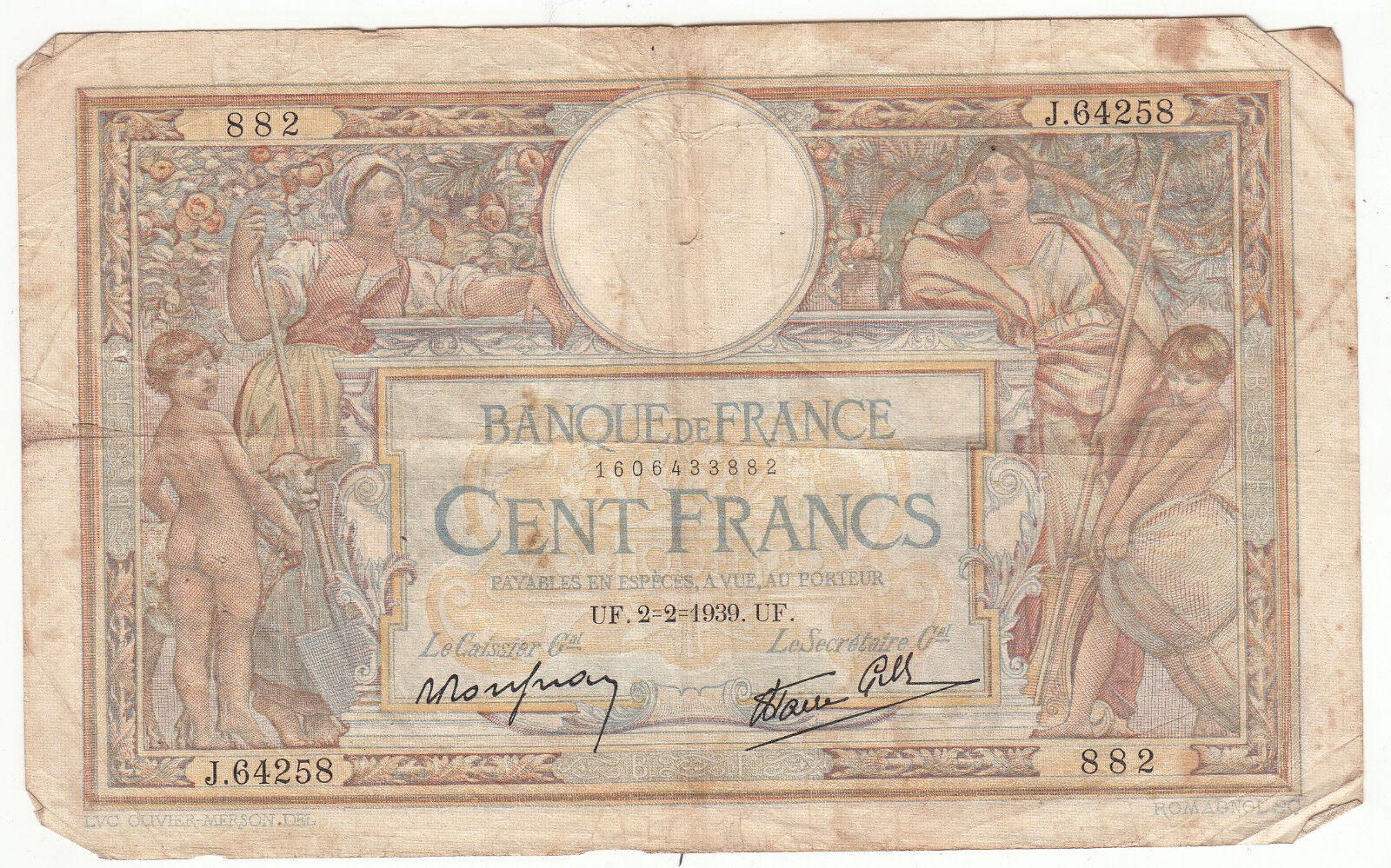 BILLET FRANCE 100 FRANCS MERSON 2 2 1939 j64258 401286676641