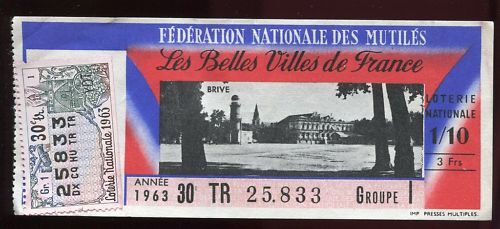 BILLET LOTERIE VILLE DE FRANCE BRIVE 110649559541