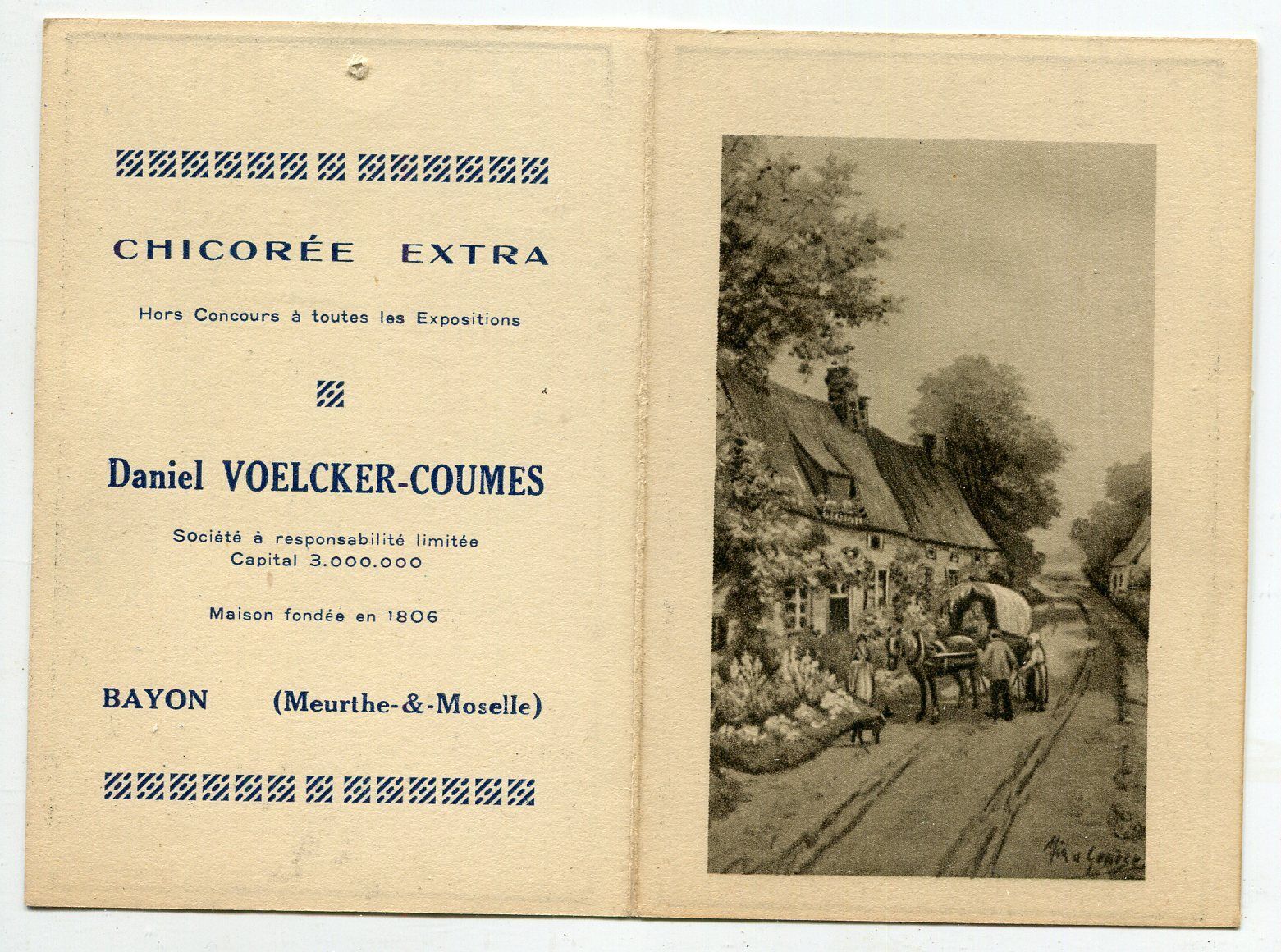 CALENDRIER PUBLICITAIRE 1940 CHICOREE EXTRA DANIEL VOELCKER COUMES BAYON 121519727071