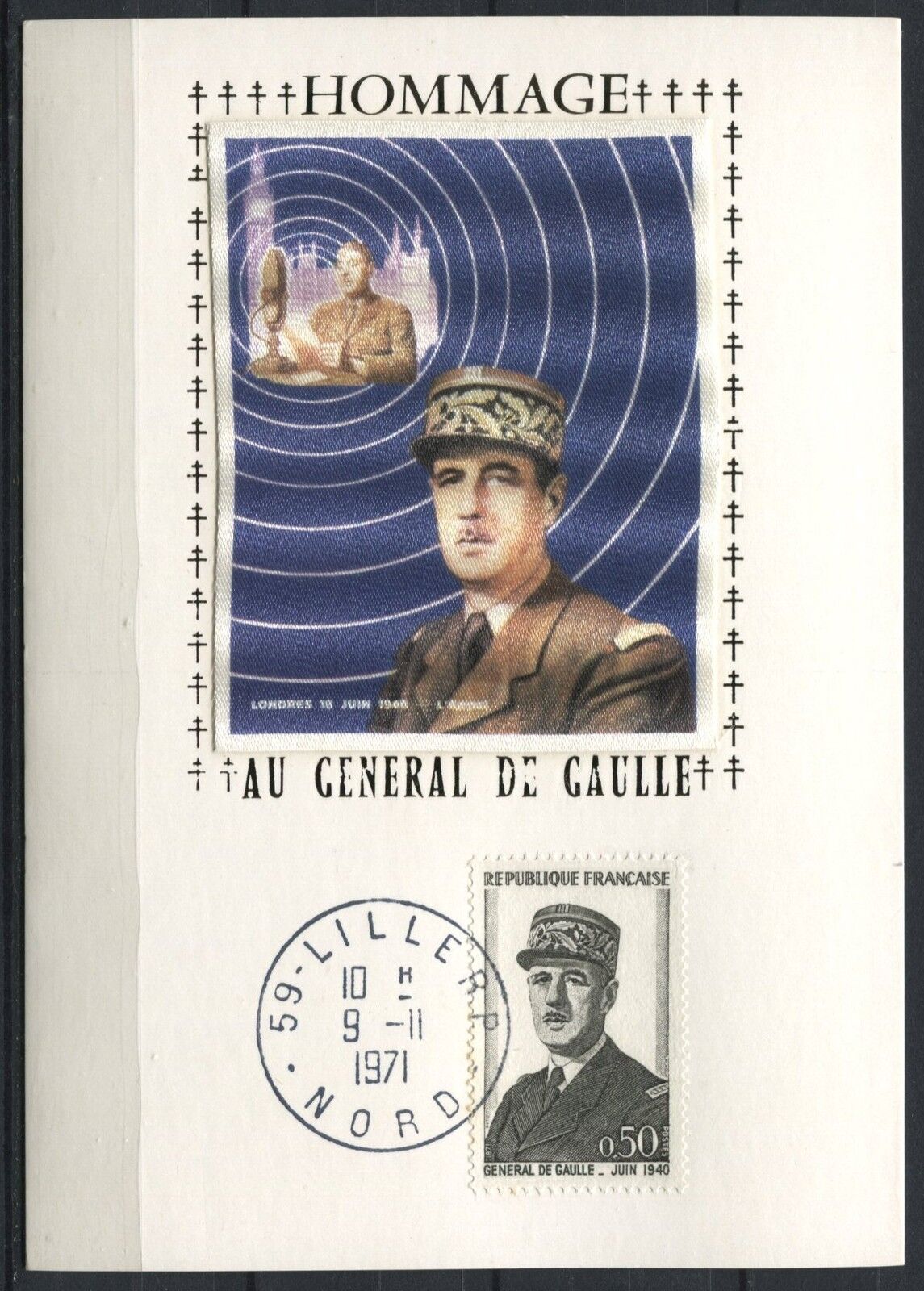 CARTE FDC PREMIER JOUR 9111971 HOMMAGE AU GENERAL DE GAULLE 120881484541