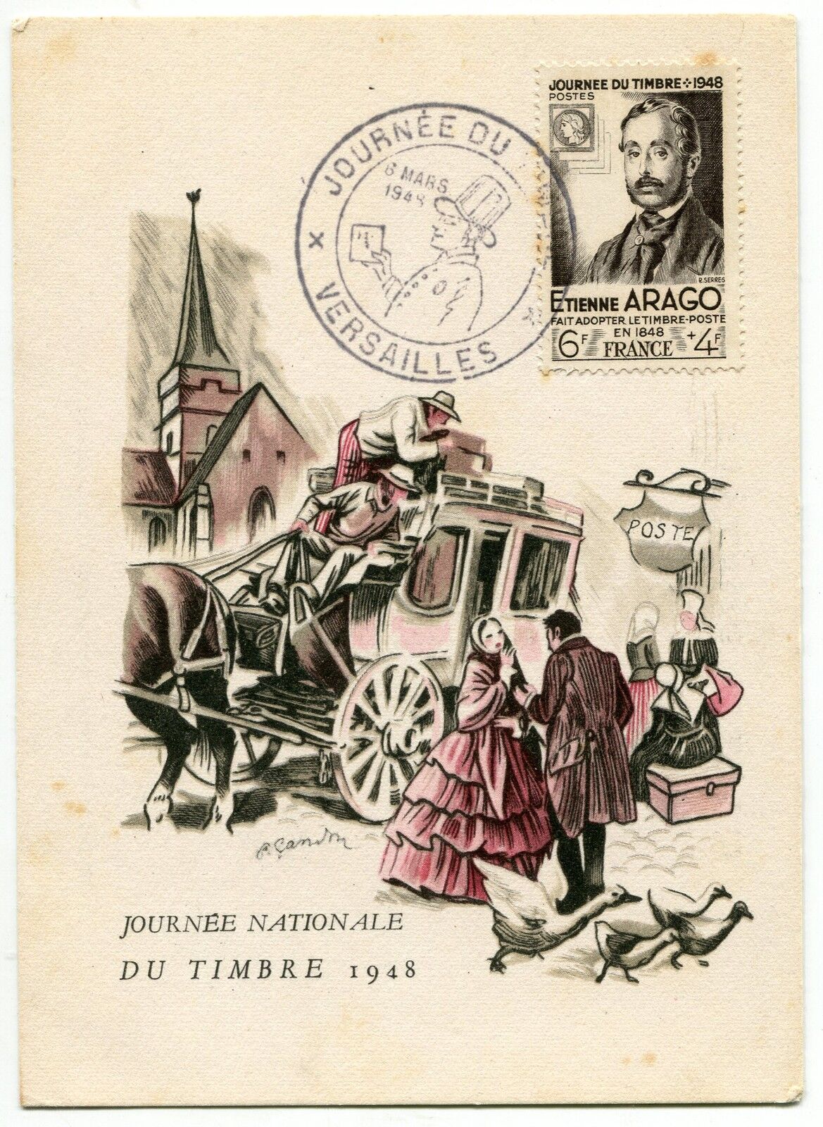 CARTE MAXIMUM 1948 FDC JOURNEE DU TIMBRE VERSAILLE 400331062801