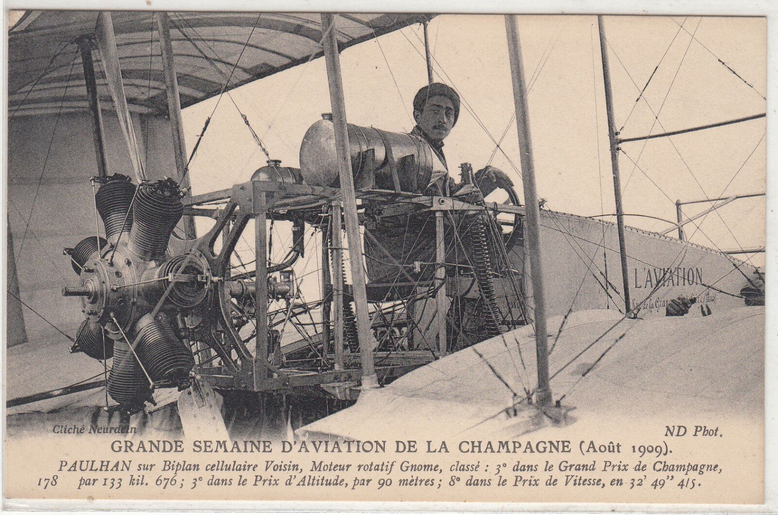 CARTE POSTALE AVIATION PAULHAN SUR BIPLAN CELLULAIRE VOISIN 401256207291