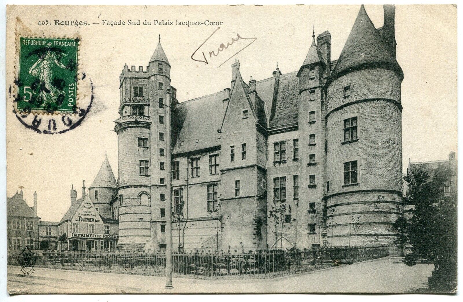 CARTE POSTALE BOURGES FACADE SUD DU PALAIS JACQUES COEUR 400816282191