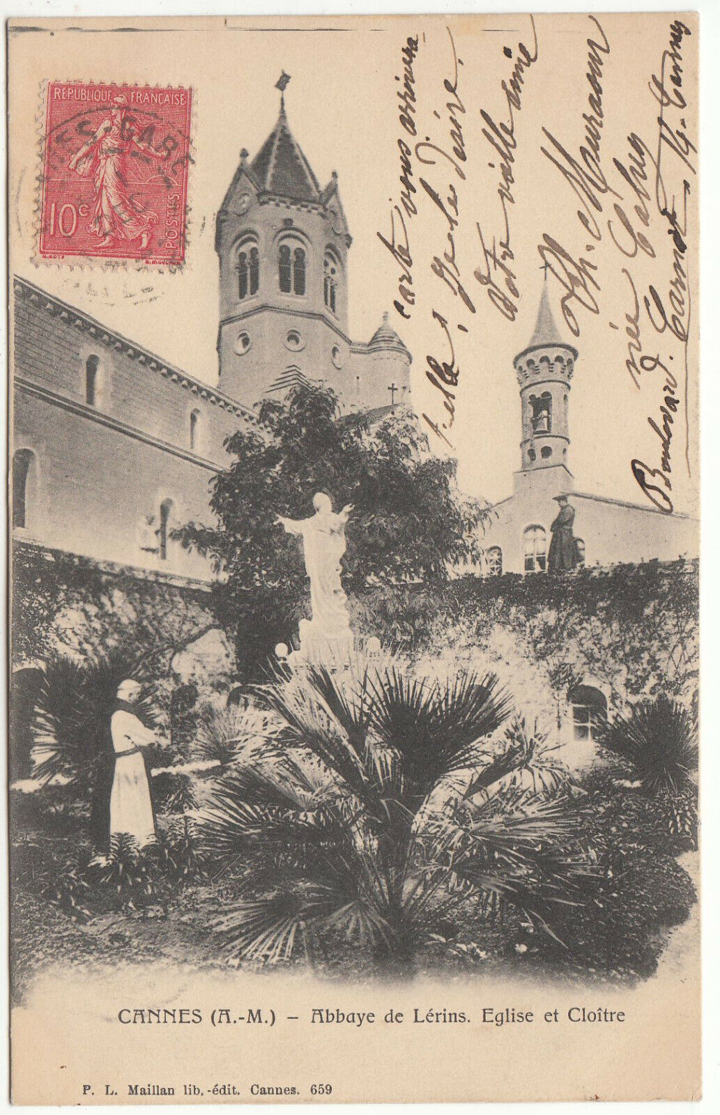 CARTE POSTALE CANNES ABBAYE DE LERINS EGLISE ET CLOITRE 123970774201