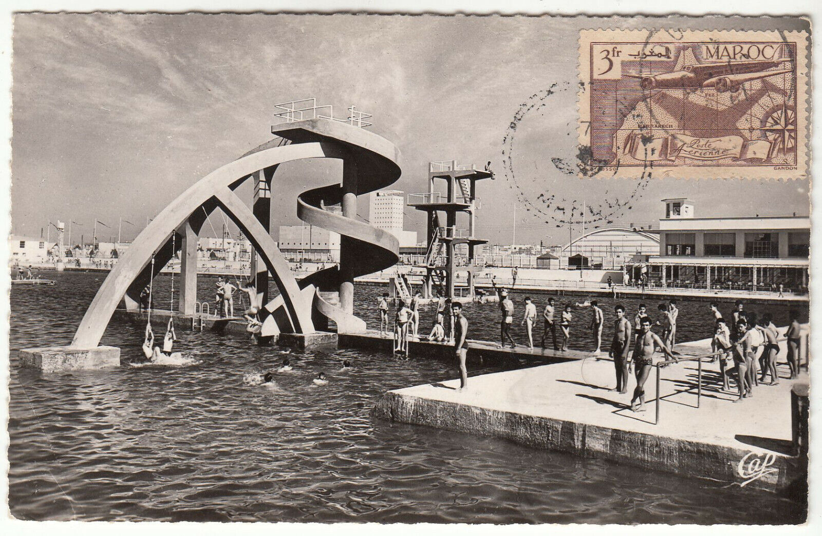 CARTE POSTALE CASABLANCA LE TOBBOGAN DE LA PISCINE ET LE PLONGEOIR 401956102101