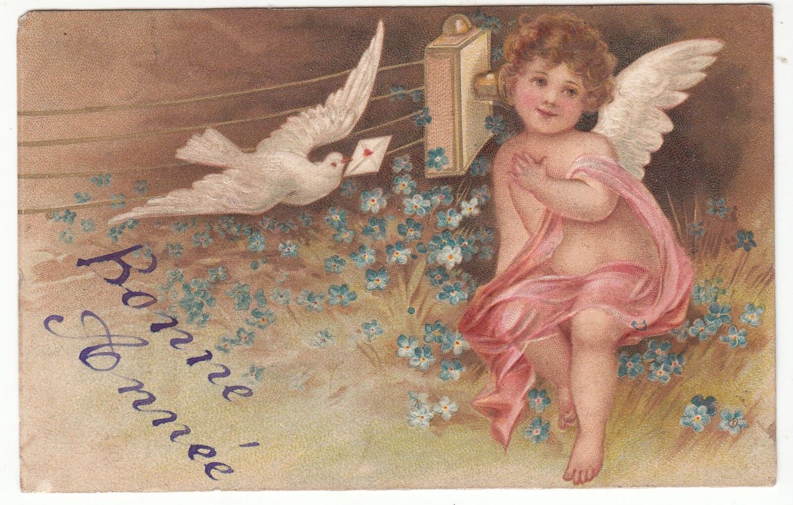 CARTE POSTALE FANTAISIE ANGE COLOMBE LETTRE 401057238011