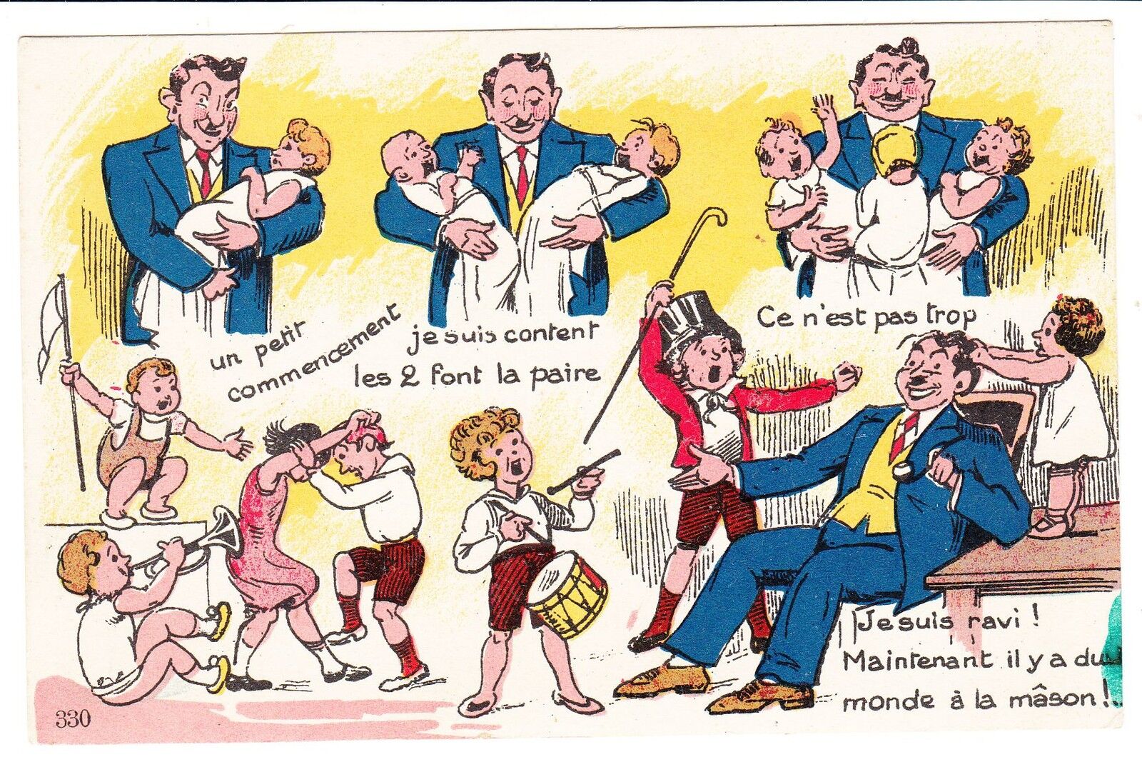 CARTE POSTALE FANTAISIE ENFANTS EN BAS AGES LES DEUX FONT LA PAIRE 401196405811