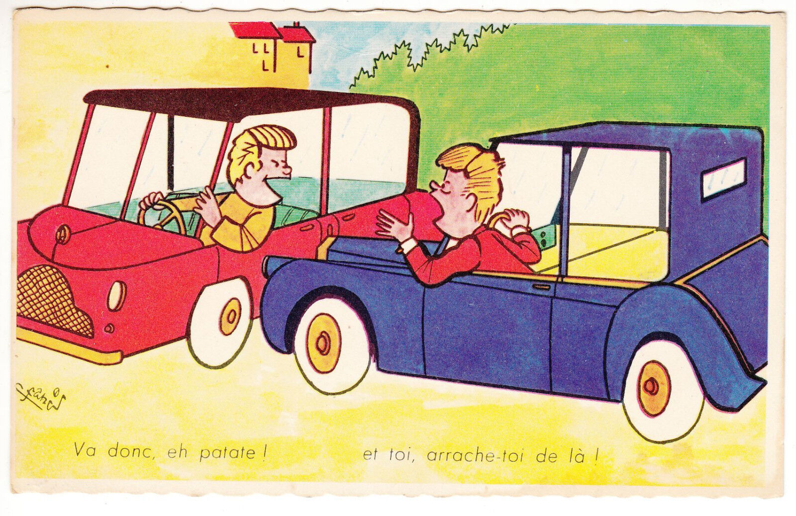 CARTE POSTALE ILLUSTRATEUR CIVILITE AU VOLANT VOITURE 122583006061