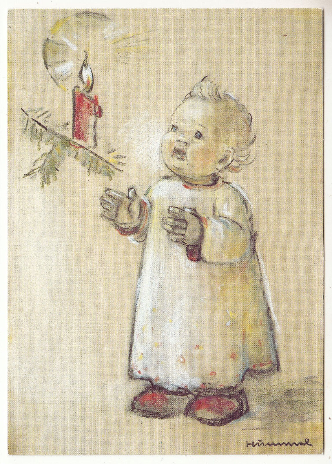 CARTE POSTALE ILLUSTRATEUR HUMMEL  CHRISTMAS CANDLE