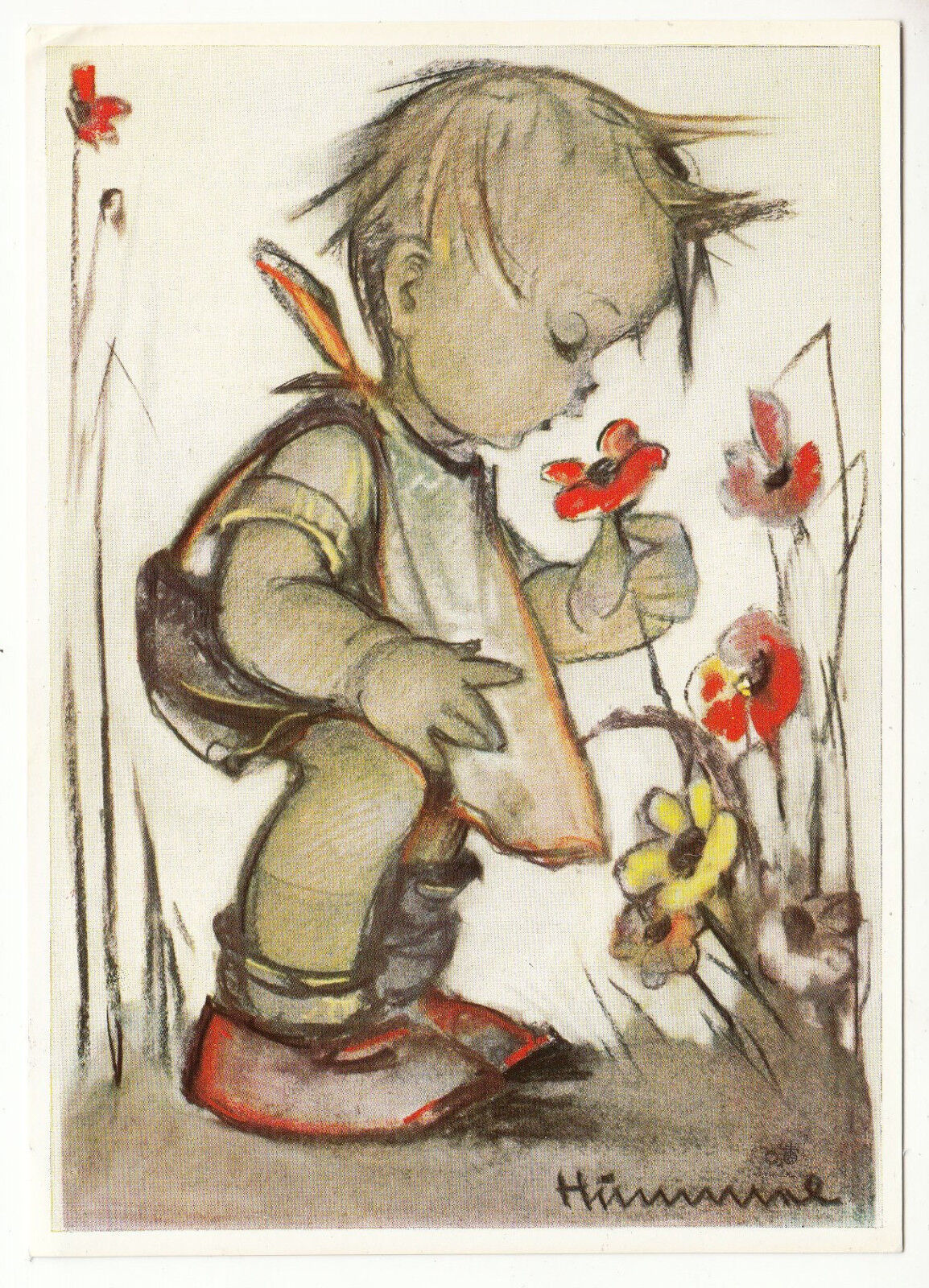 CARTE POSTALE ILLUSTRATEUR HUMMEL N 4774 ENFANT A LA CEUILLETTE DES FLEURS 122980723311