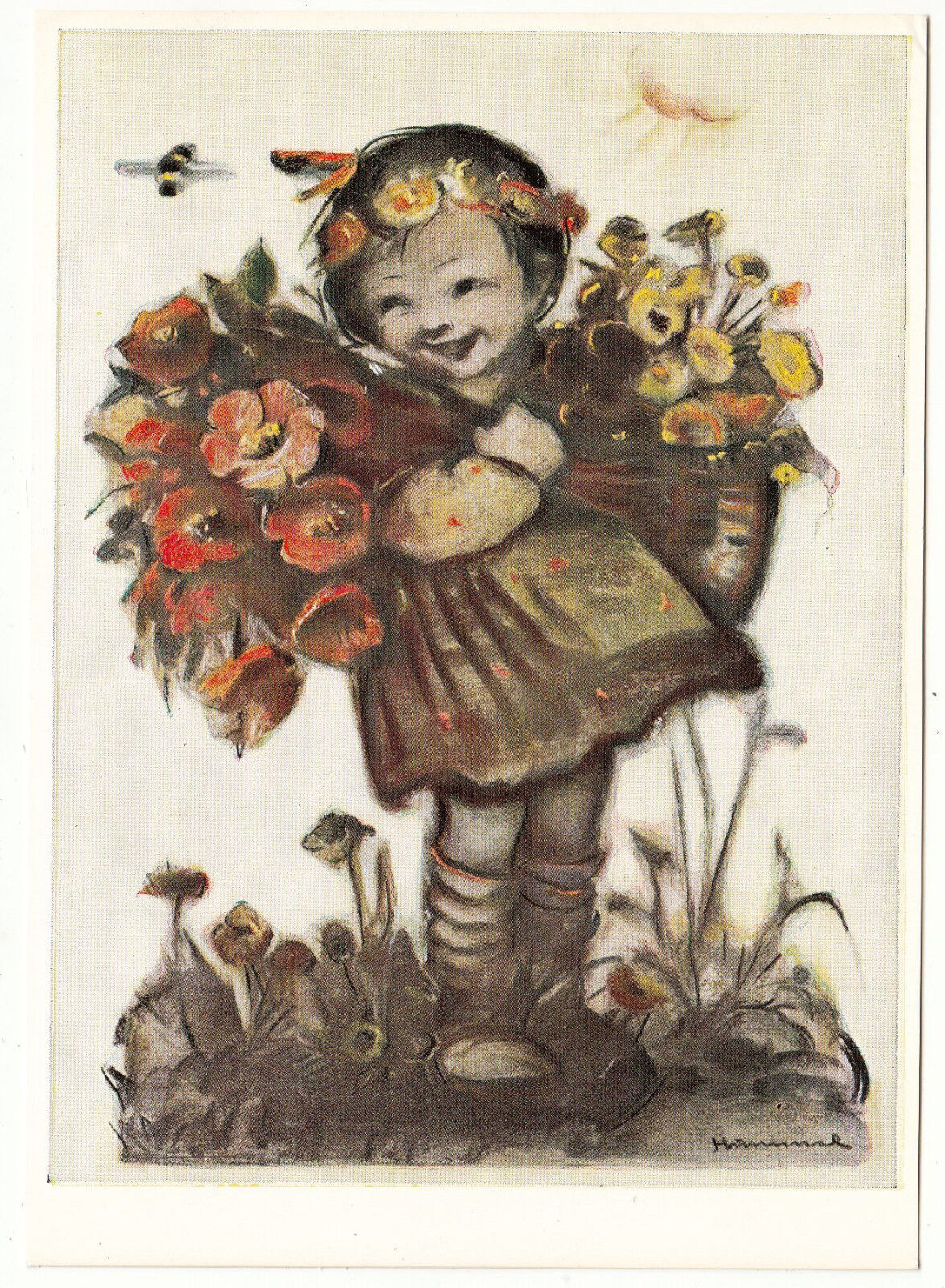 CARTE POSTALE ILLUSTRATEUR HUMMEL N 5234 ENFANT A LA CEUILLETTE 401483079341