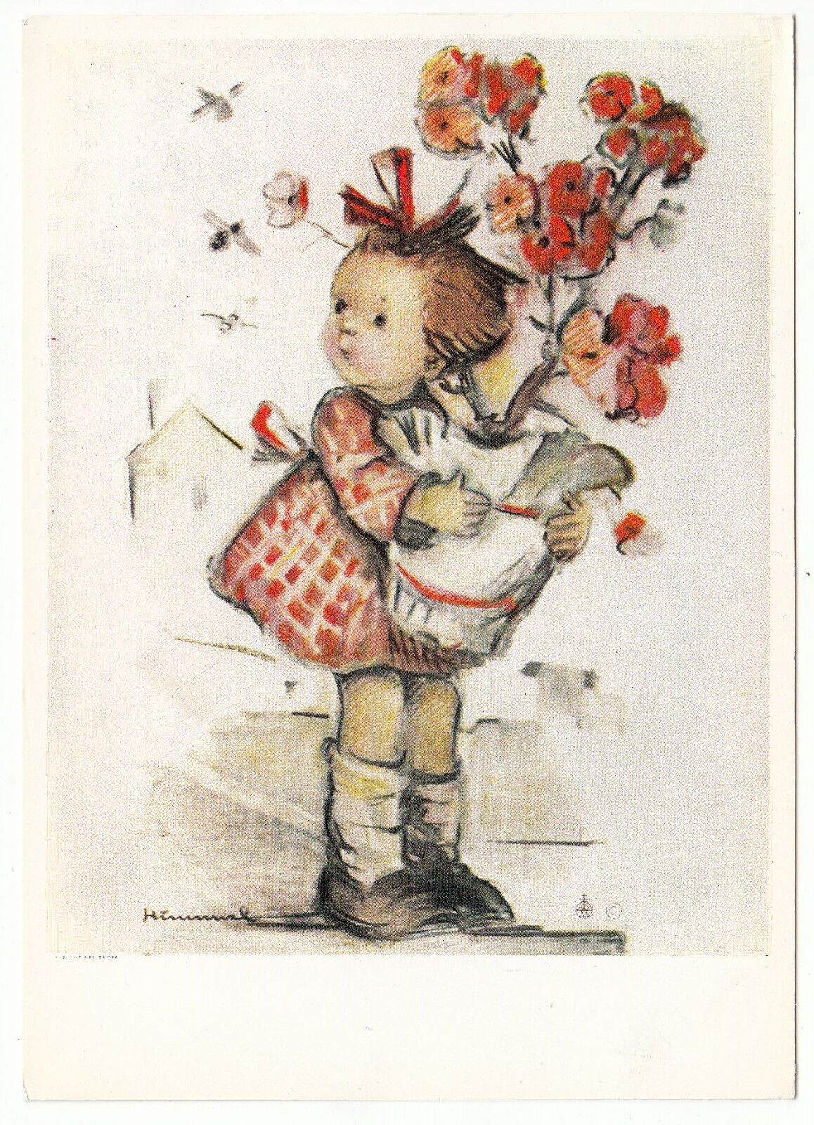 CARTE POSTALE ILLUSTRATEUR HUMMEL N 5437 ENFANT JEUNE FILLE BOUQUET DE FLEUR 122931313461