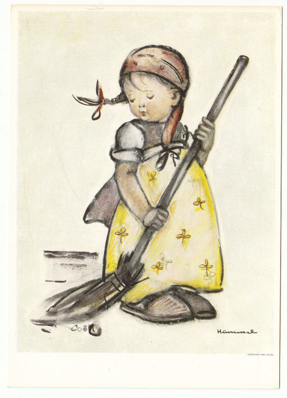 CARTE POSTALE ILLUSTRATEUR HUMMEL N 5673 ENFANT JEUNE FILLE PASSE LE BALAIE 122931313451