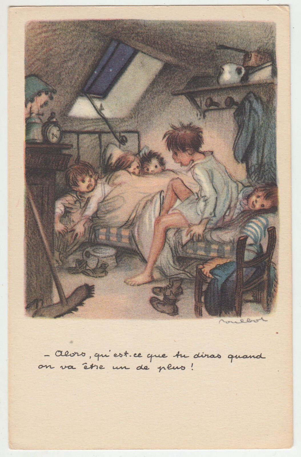 CARTE POSTALE ILLUSTRATEUR POULBOT ENFANTS AU LIT CHAMBRE 123558533281