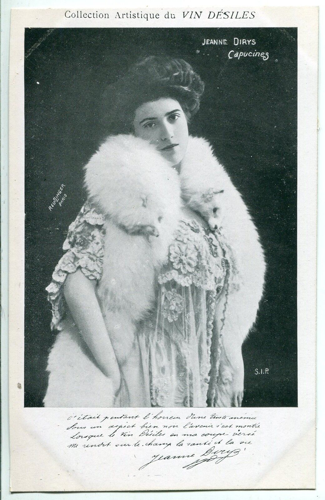 CARTE POSTALE PHOTO PERSONNALITE JEANNE DIRYS CAPUCINES 121491899481