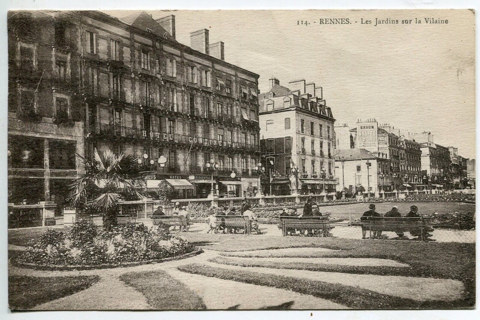 CARTE POSTALE RENNES LES JARDINS SUR LA VILAINE HOTEL CONTINENTAL 400847283601