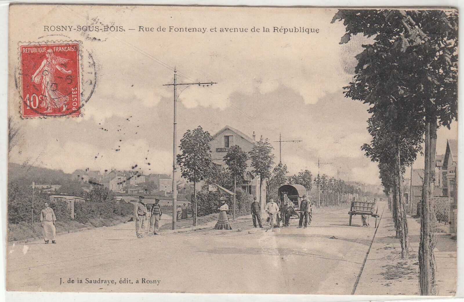 CARTE POSTALE ROSNY SOUS BOIS RUE DE FONTENAY ET AVENUE DE LA REPUBLIQUE 401940777061