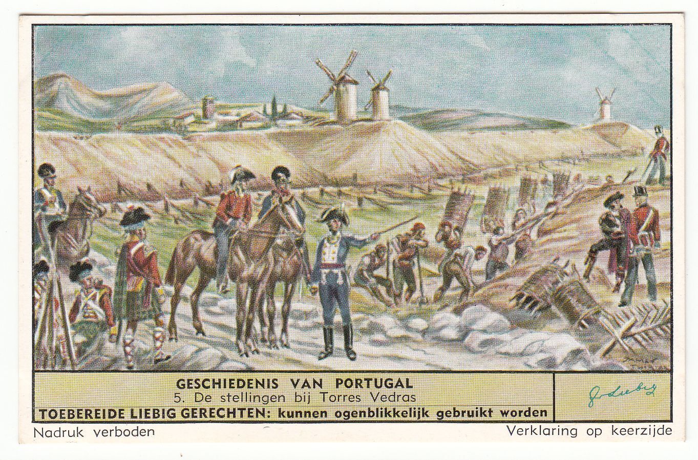 CHROMO LIEBIG GESCHIEDENIS VAN PORTUGAL DE STELLINGEN BIJ TORRES VEDRAS 121905414101